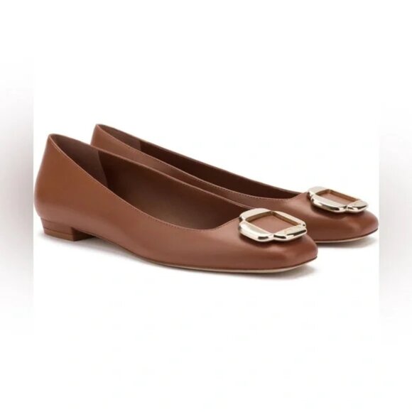Larroude NWOT Maria Brown Flats In Caramel Sz 5.5 - Picture 1 of 8